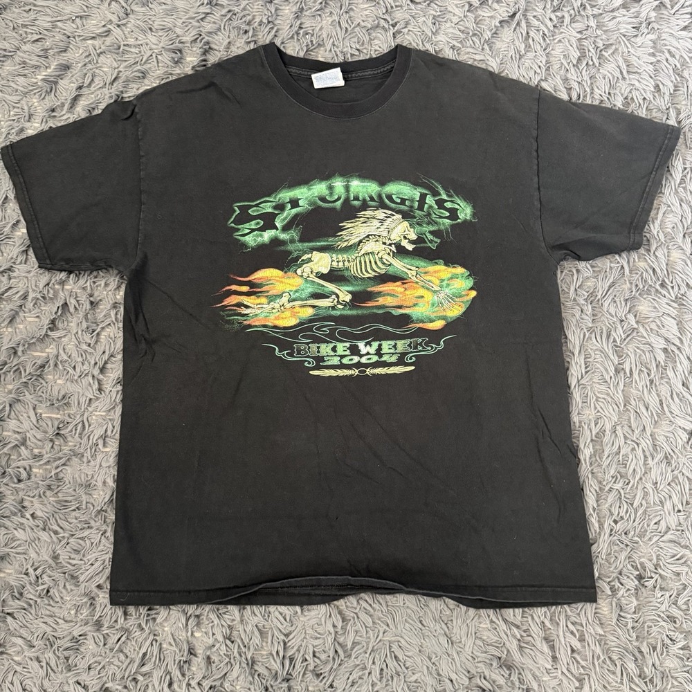Vintage 2004 Sturgis Bike Week Skull Shirt Men's Size Xl Faded Thrashed Biker
